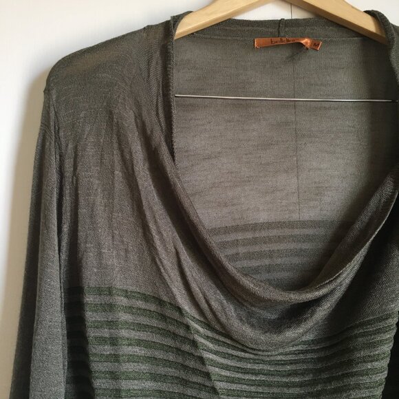 Aegean Olive Green Open Handkerchief Viscose Cardigan with Sheen - Picture 4 of 13